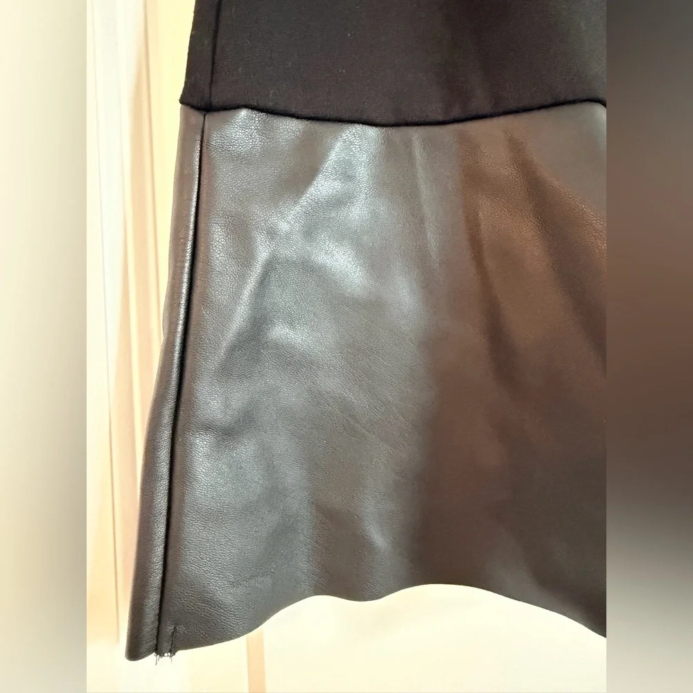 Michael Kors Black Mini Skirt with Leather Trim